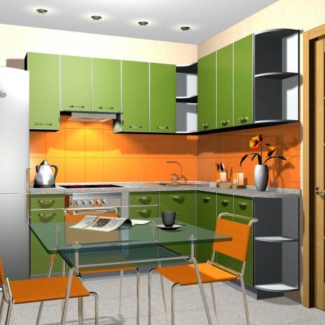 Oranžzaļa virtuve (35 fotoattēli): kā ar savām rokām padarīt virtuves istabu gaiši zaļos toņos, instrukcijas, foto un video pamācības