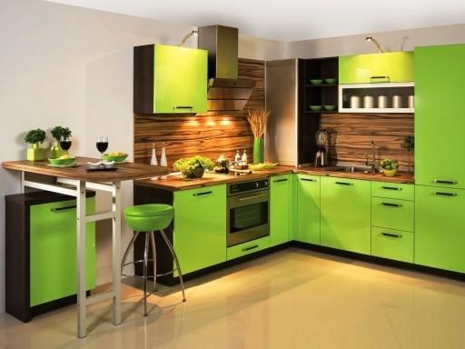 Zaļa balta virtuve - laima krāsa