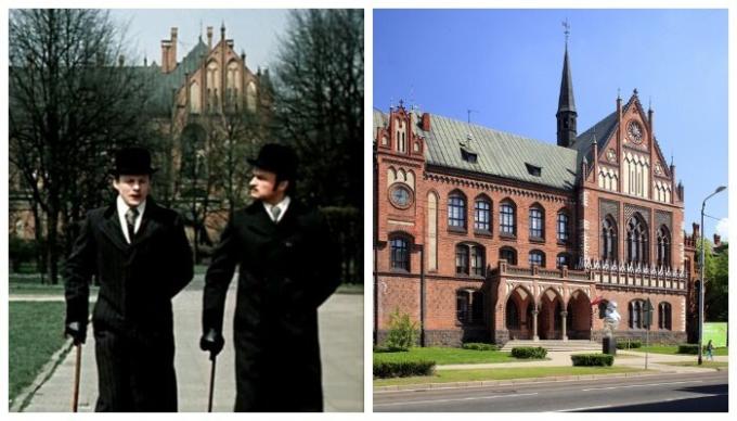Rīga Esplanādes parks un Latvijas Mākslas akadēmiju ( "The Adventures of Sherlock Holmes un Dr Watson," 1979).
