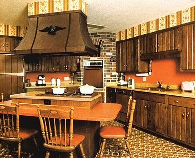 Iedomājieties, cik drūma šī virtuve būtu bez spilgti oranžiem plankumiem.