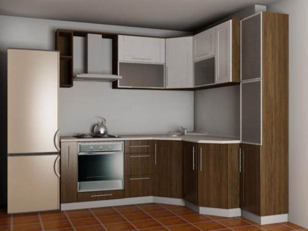 stūra virtuves maziem dzīvokļiem