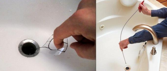 Izmantojiet spirāli, kā arī vadu tīrīšanai sanitārtehnikas (attēlā pa labi).