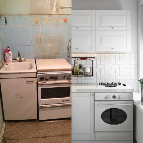 Virtuves pirms un pēc remonta