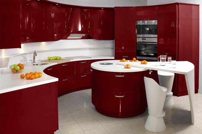 Sarkanbalta virtuve (51 foto): video instrukcijas virtuves telpas dekorēšanai ar savām rokām, foto un cena