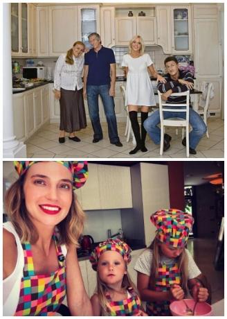 
GlyukoZa ar savu ģimeni virtuvē lauku mājā. 