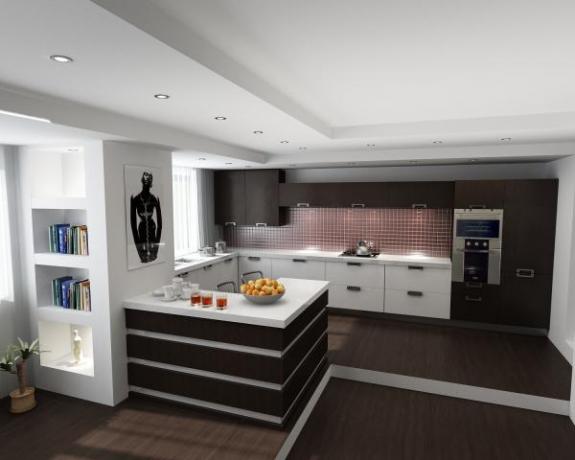 Mūsdienu stilu izmantošana ir plaši izplatīta virtuves un viesistabas interjera dizainā.