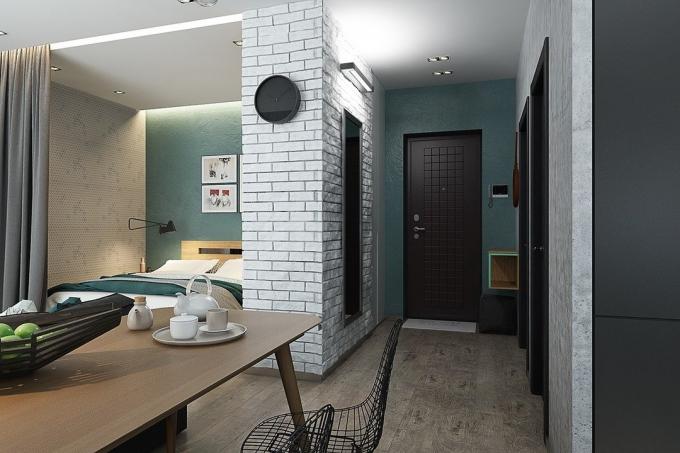 Interjers nedēļas: stilīgs studio tipa dzīvoklis jaunai pāris 45 m²