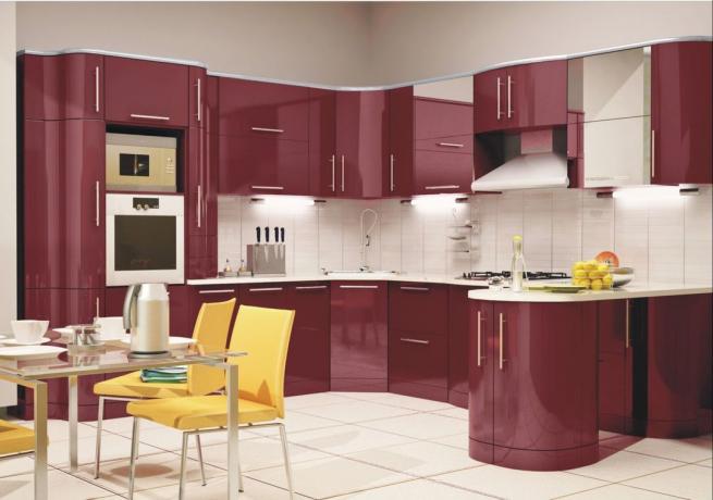 Bordo virtuve (41 fotoattēls): kā ar savām rokām izveidot ķiršu krāsas virtuves istabas dizainu, video instrukcijas, foto un cena