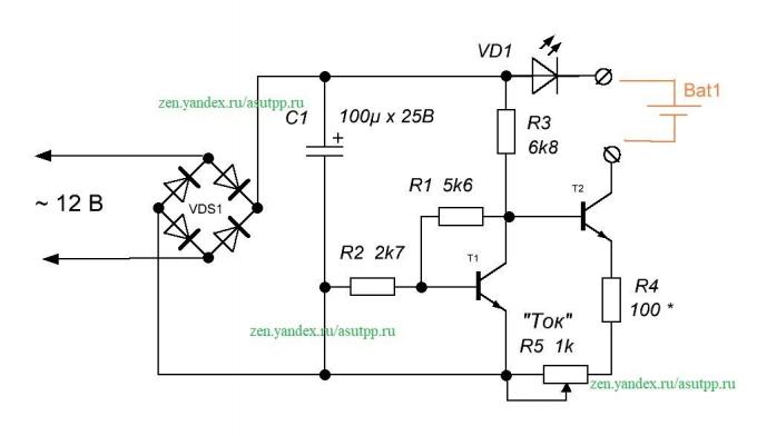 Apraksts par pašreizējo regulators ķēdes, kā universālu lādētāju